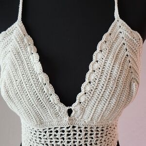 Cream Crochet Crop Top